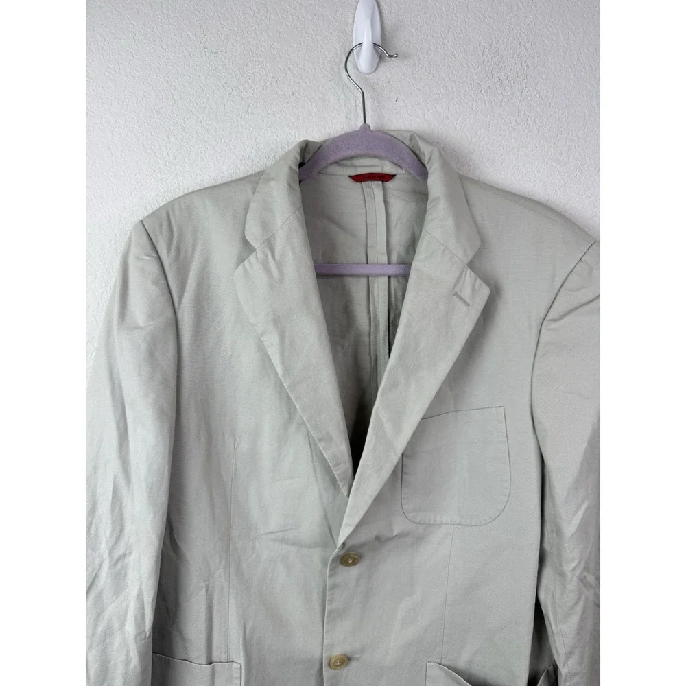 Carolina Herrera Men's Cotton Sport Coat Blazer Sz 42 Beige Made In Spain Preppy